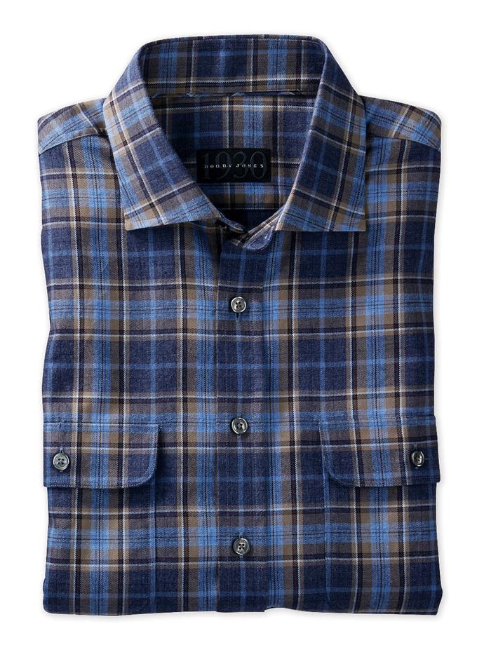 Bobby Jones Braxton Peached Cotton Plaid Long Sleeve Work Shirt New Arrival