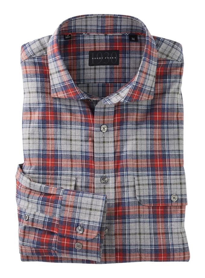 Bobby Jones Braxton Peached Cotton Plaid Long Sleeve Work Shirt New Arrival