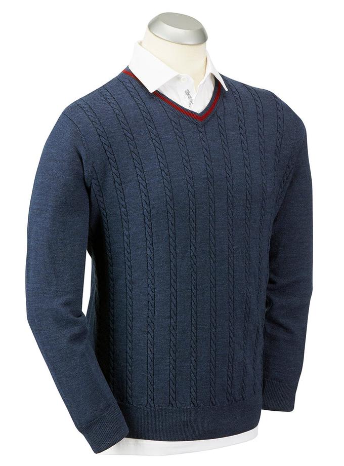 Bobby Jones Cable-Front V-Neck Sweater High Quality