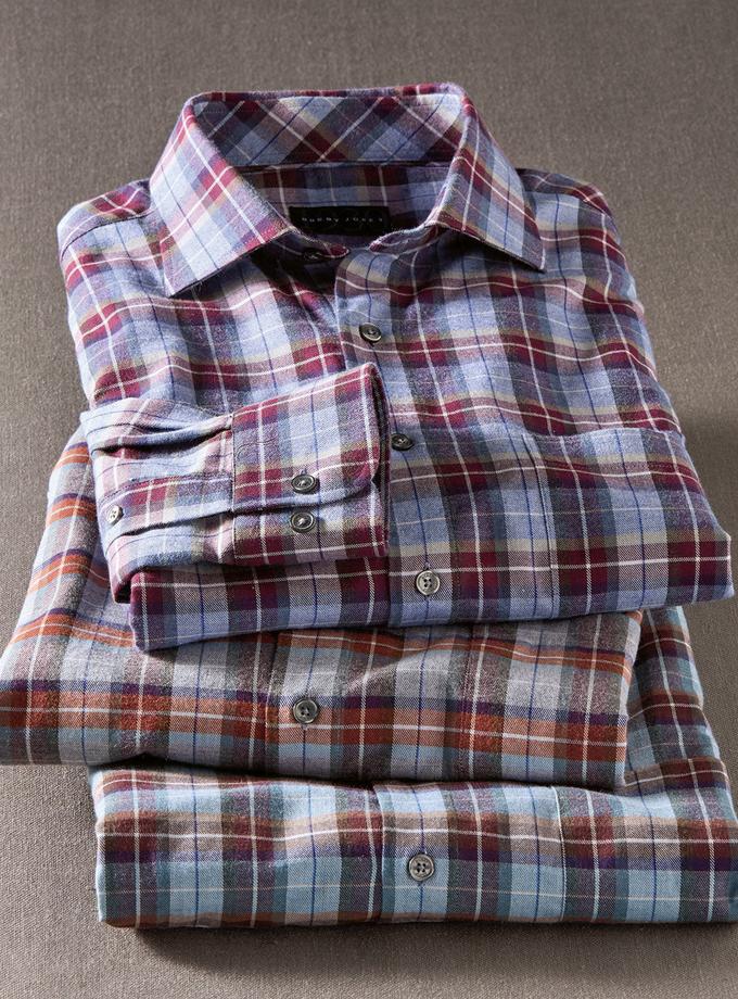 Bobby Jones Charles Brushed Cotton Plaid Long Sleeve Sport Shirt Best Price