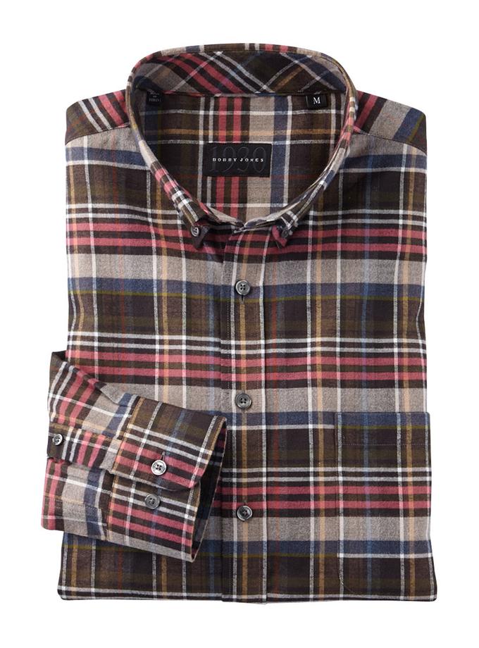 Bobby Jones Guyer Luxe Cotton Large Plaid Shirt High Quality