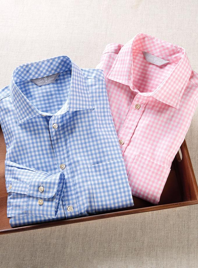 Bobby Jones Heritage Italian-Made 100% Royal Oxford Cotton Gingham Sport Shirt High Quality