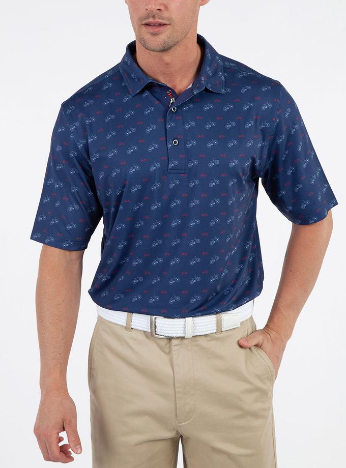 Bobby Jones Performance Bicycle Print Short-Sleeve Polo Shirt For Sale