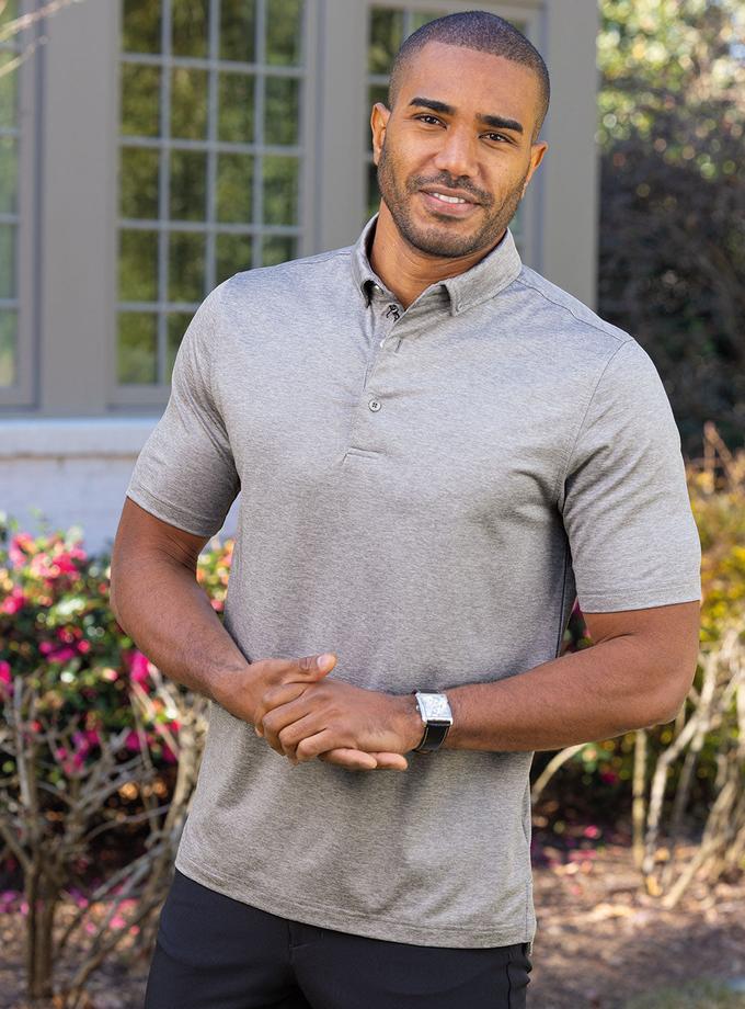 Bobby Jones Performance Brushed-Back Stretch Jersey Short Sleeve Button-Down Polo On Sale