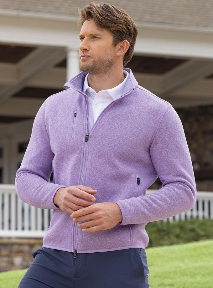 Bobby Jones Performance Heathered Full Zip Fleece Jacket Same Day Delivery