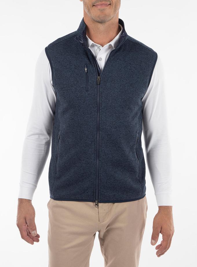 Bobby Jones Performance Heathered Full Zip Fleece Vest High Quality