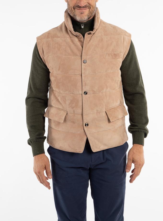 Bobby Jones Quilted Suede Vest High Quality