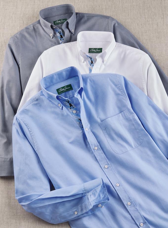 Bobby Jones Signature 100% Cotton Oxford Solid Button-Down Shirt Same Day Delivery