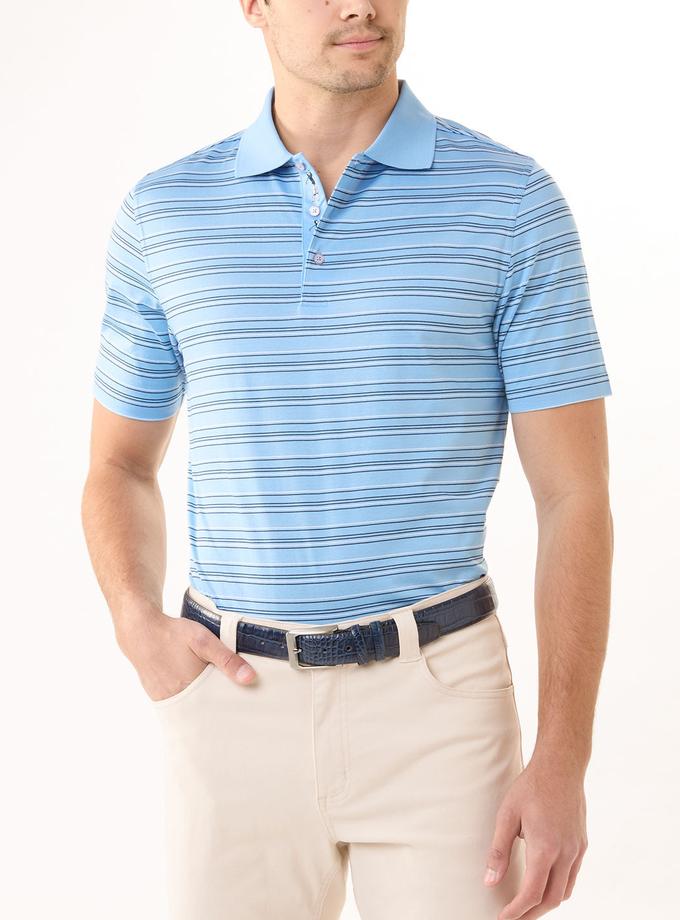 Bobby Jones Signature 100% Mercerized Cotton Kirkwood Multi-Pinstripe Polo Shirt Best Buy