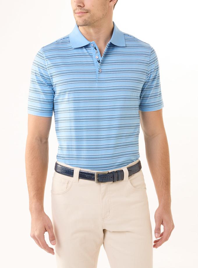 Bobby Jones Signature 100% Mercerized Cotton Kirkwood Multi-Pinstripe Polo Shirt Best Buy