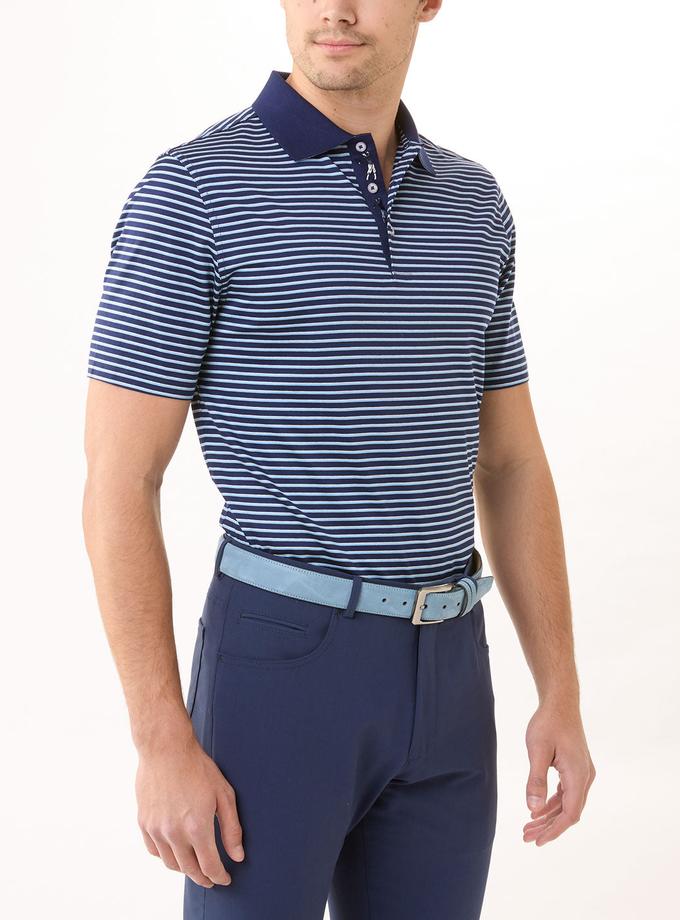 Bobby Jones Signature 100% Mercerized Cotton Robson Stripe Polo Shirt Same Day Delivery