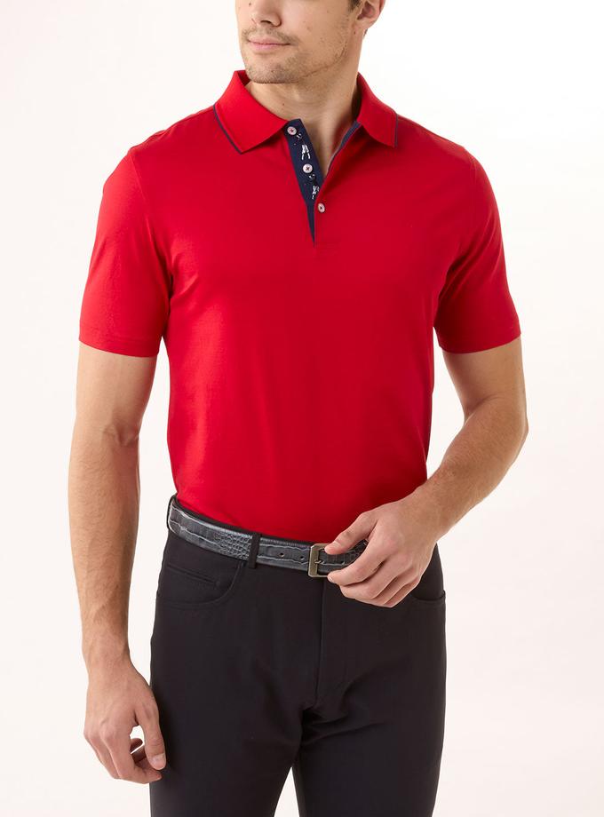 Bobby Jones Signature 100% Mercerized Cotton Solid Polo Shirt with Tipping Same Day Delivery