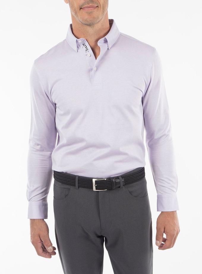 Bobby Jones Signature Cotton Knit Long-Sleeve Button-Down Collar Button-Cuff Polo Shirt Best Price