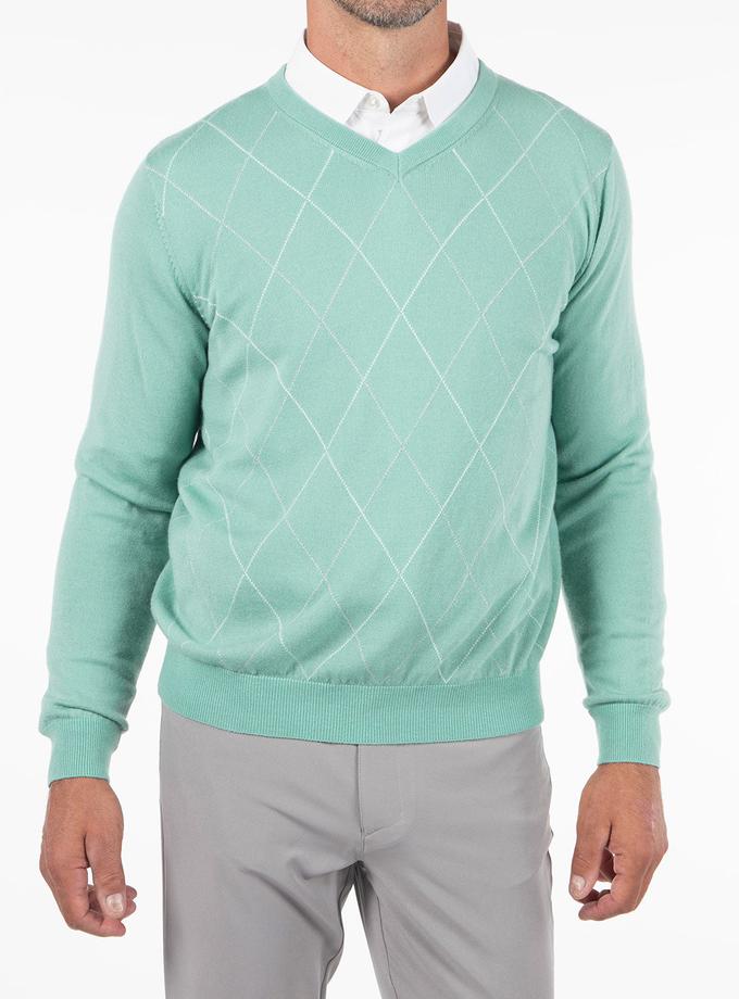 Bobby Jones Signature Merino Argyle V-Neck Sweater New Arrival