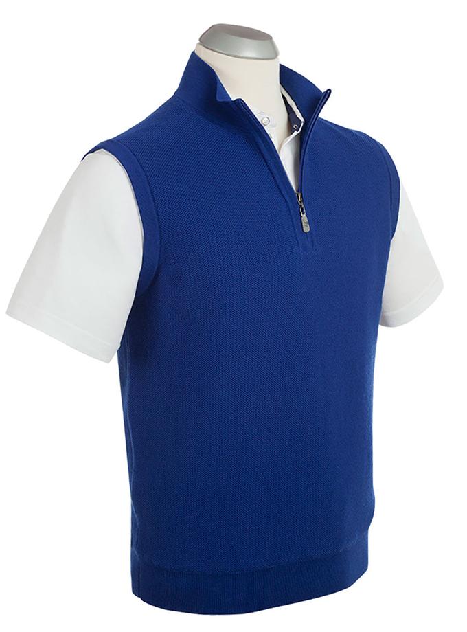 Bobby Jones Signature Merino Tuck-Stitch Quarter-Zip Lined Wind Sweater Vest High Quality