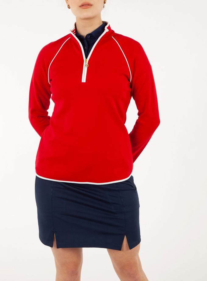 Bobby Jones Women's Pima Cotton Solid Quarter-Zip Pullover Best Seller